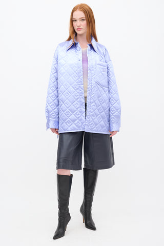 Acne Studios Light Purple Satin Perforated Quilt Jacket