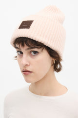 Acne Studios // Light Pink Wool Ribbed Knit Face Logo Beanie – VSP