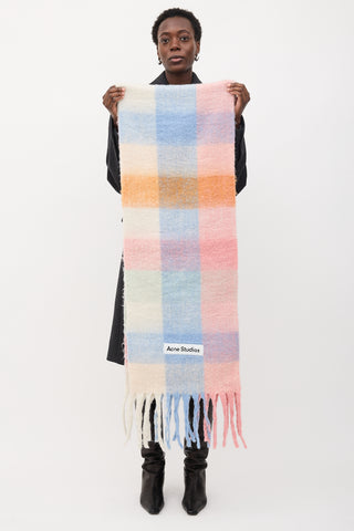 Acne Studios Mohair Check Fringe Scarf