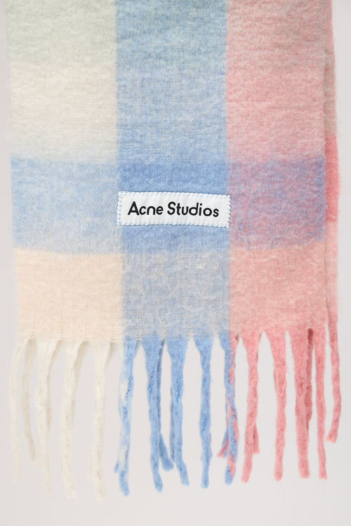 Acne Studios Mohair Check Fringe Scarf
