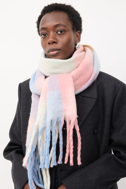 Acne Studios Mohair Check Fringe Scarf