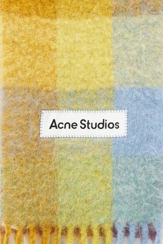 Acne Studios Multi Wool Plaid Fringe Scarf
