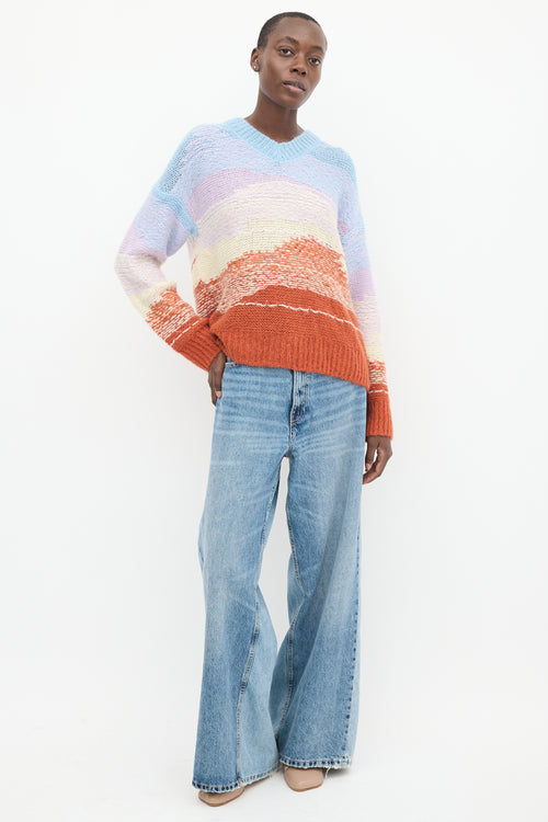 Acne Studios Multicolour Mohair Mixed Knit V-Neck Sweater