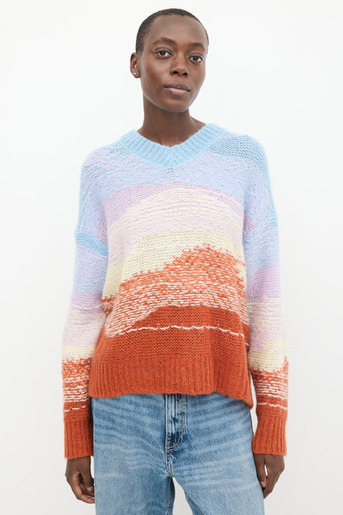 Acne Studios Multicolour Mohair Mixed Knit V-Neck Sweater