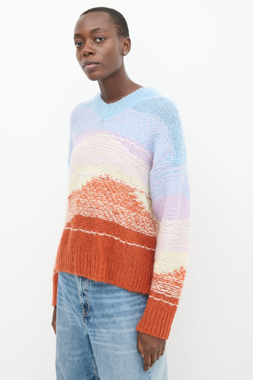 Acne Studios Multicolour Mohair Mixed Knit V-Neck Sweater