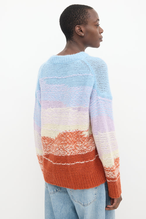 Acne Studios Multicolour Mohair Mixed Knit V-Neck Sweater