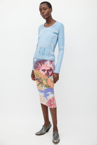 Acne Studios Multicolour Jersey Printed Midi Skirt