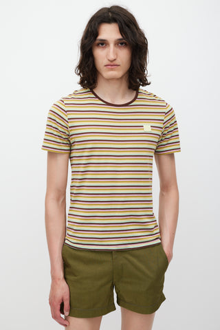 Acne Studios Multicolour Striped Face Logo T-Shirt