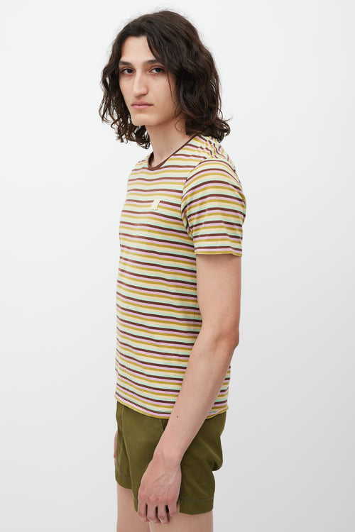 Acne Studios Multicolour Striped Face Logo T-Shirt