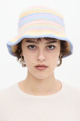 Acne Studios Multicolour Cotton & Wool Striped Crochet Bucket Hat