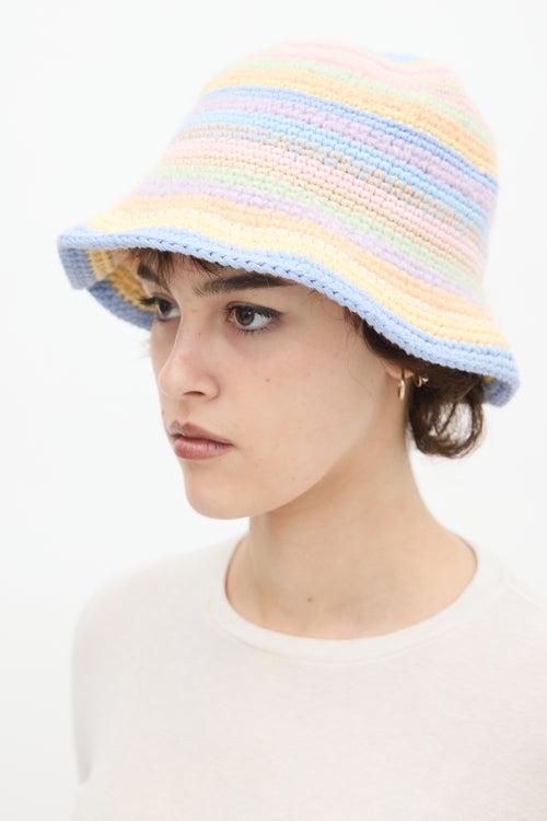 Acne Studios Multicolour Cotton & Wool Striped Crochet Bucket Hat