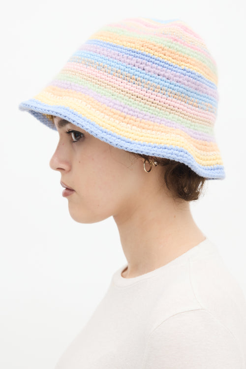 Acne Studios Multicolour Cotton & Wool Striped Crochet Bucket Hat