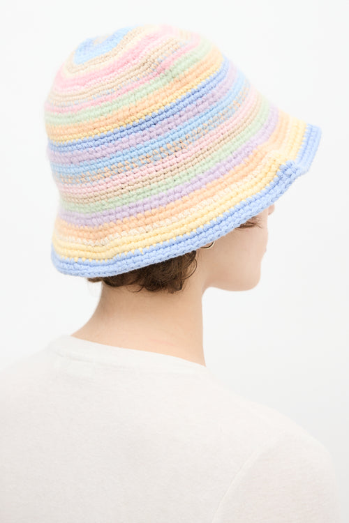 Acne Studios Multicolour Cotton & Wool Striped Crochet Bucket Hat