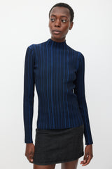 Acne Studios Navy & Black Ribbed Mock Neck Top
