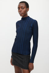 Acne Studios Navy & Black Ribbed Mock Neck Top