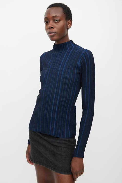 Acne Studios Navy & Black Ribbed Mock Neck Top