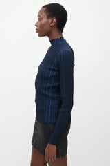 Acne Studios Navy & Black Ribbed Mock Neck Top