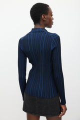 Acne Studios Navy & Black Ribbed Mock Neck Top