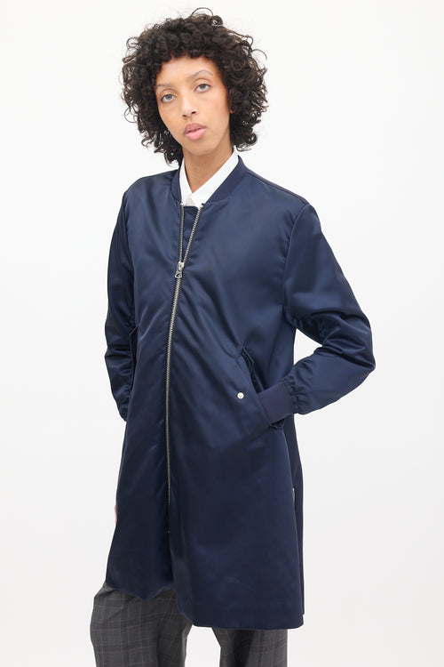 Acne Studios Navy Nylon Long Bomber Coat