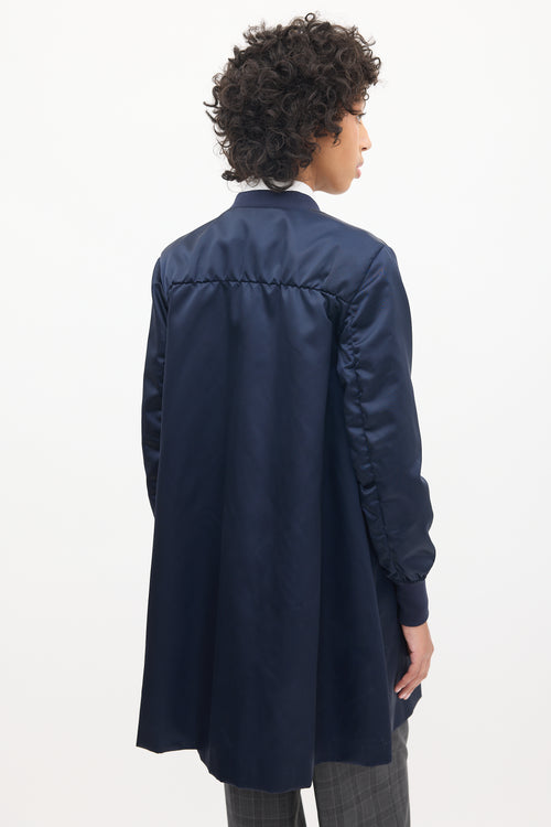 Acne Studios Navy Nylon Long Bomber Coat