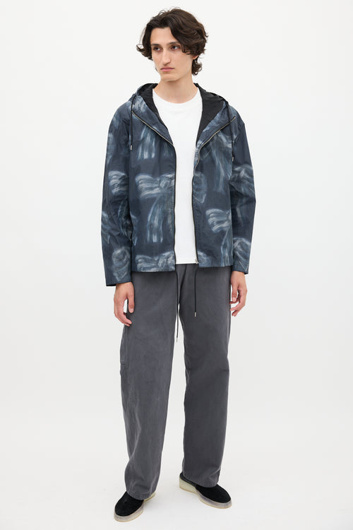 Acne Studios Navy Nylon Printed Hooded Jacket