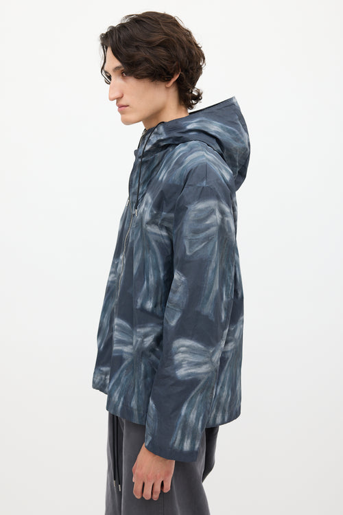 Acne Studios Navy Nylon Printed Hooded Jacket