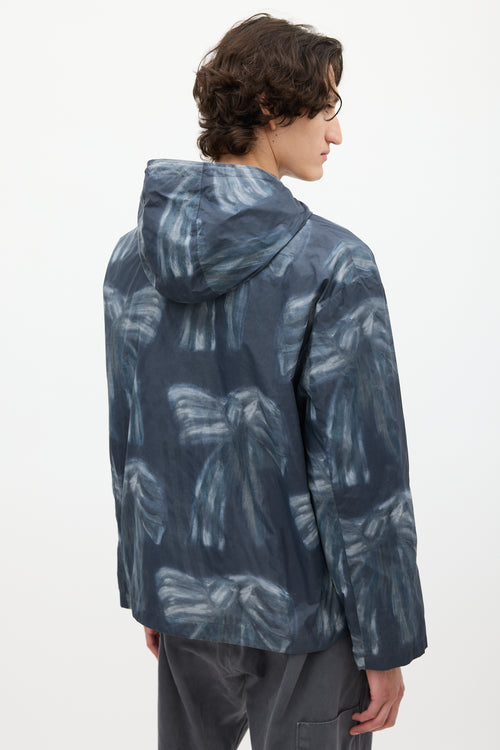 Acne Studios Navy Nylon Printed Hooded Jacket