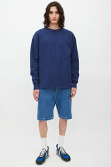 Acne Studios Navy Oversized Logo Crewneck