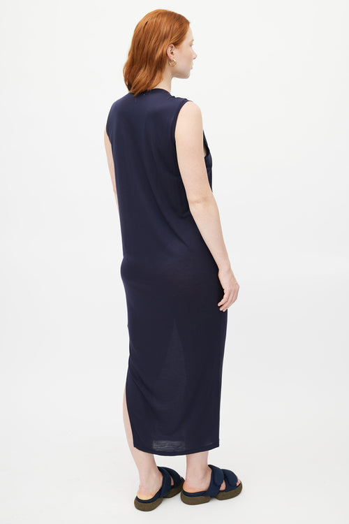 Acne Studios Navy Sleeveless Slit Maxi Dress