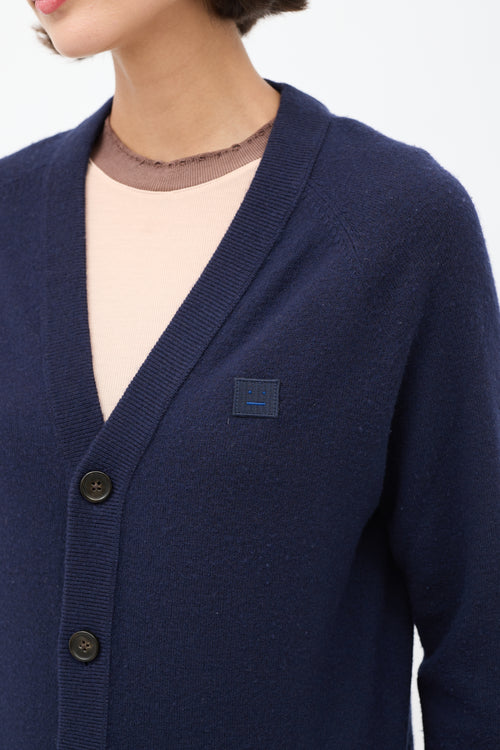 Acne Studios Navy Wool Face Logo Cardigan