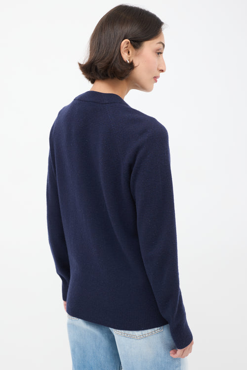 Acne Studios Navy Wool Face Logo Cardigan