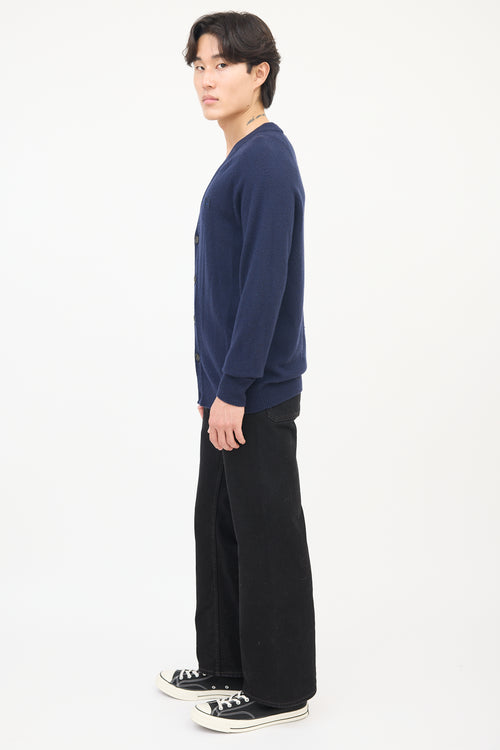 Acne Studios Navy Wool Face Logo Cardigan