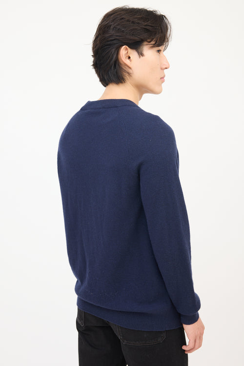 Acne Studios Navy Wool Face Logo Cardigan