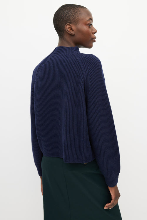 Acne Studios Navy Wool Ribbed Knit Button Sweater