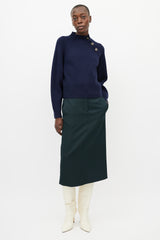 Acne Studios Navy Wool Ribbed Knit Button Sweater