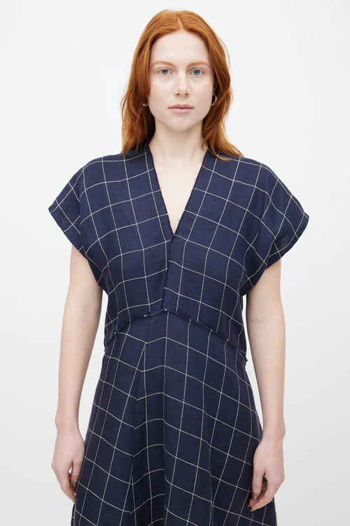 Acne Studios Navy & Cream Plaid Jessia Dress