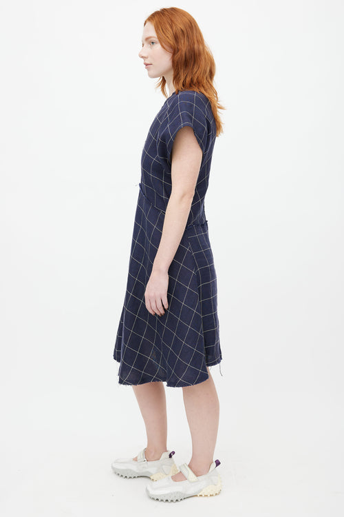 Acne Studios Navy & Cream Plaid Jessia Dress