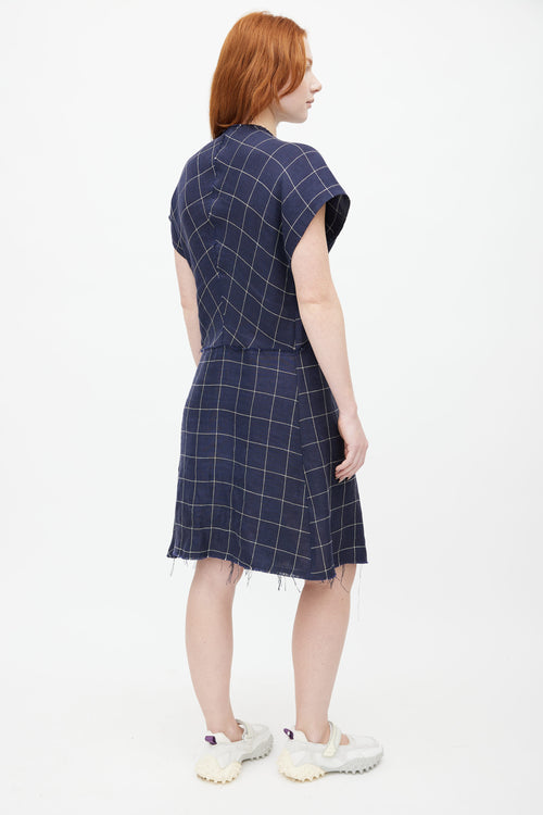 Acne Studios Navy & Cream Plaid Jessia Dress