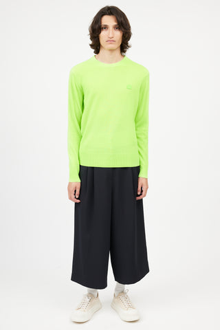 Acne Studios Neon Green Face Knit Sweater
