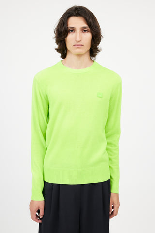 Acne Studios Neon Green Face Knit Sweater