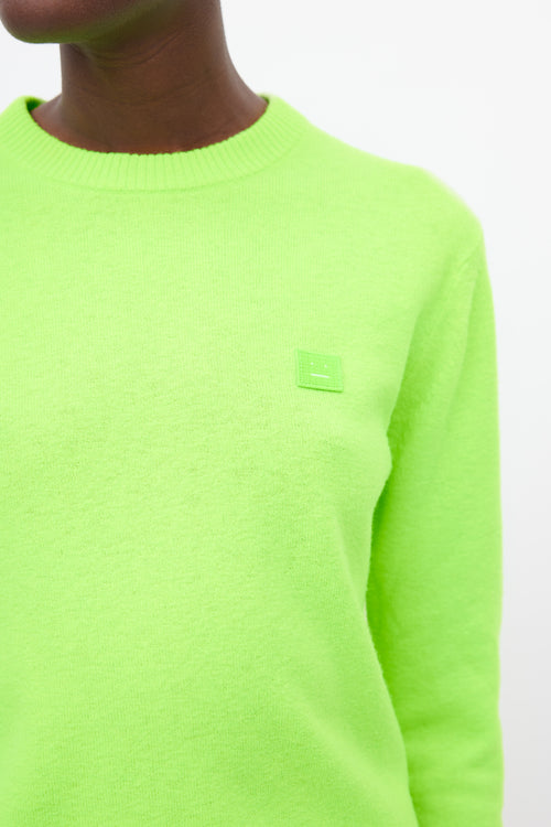 Acne Studios Neon Green Wool Face Knit Sweater