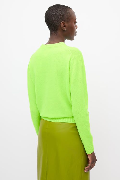 Acne Studios Neon Green Wool Face Knit Sweater