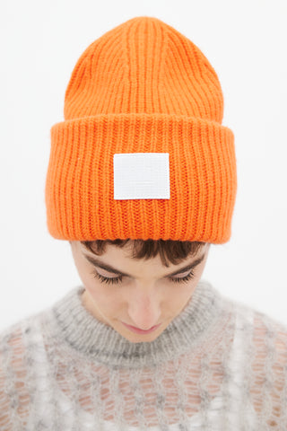 Acne Studios Orange Knit Pansy Face Beanie