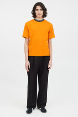 Acne Studios Orange & Multicolour Ribbed Logo T-Shirt