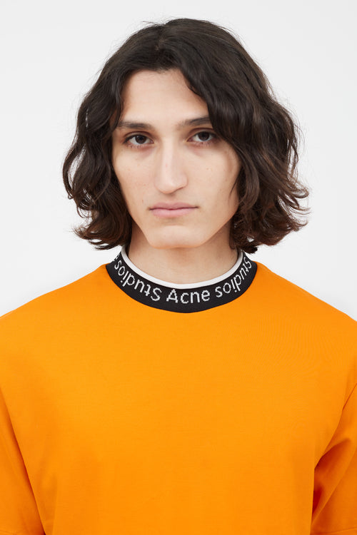 Acne Studios Orange & Multicolour Ribbed Logo T-Shirt
