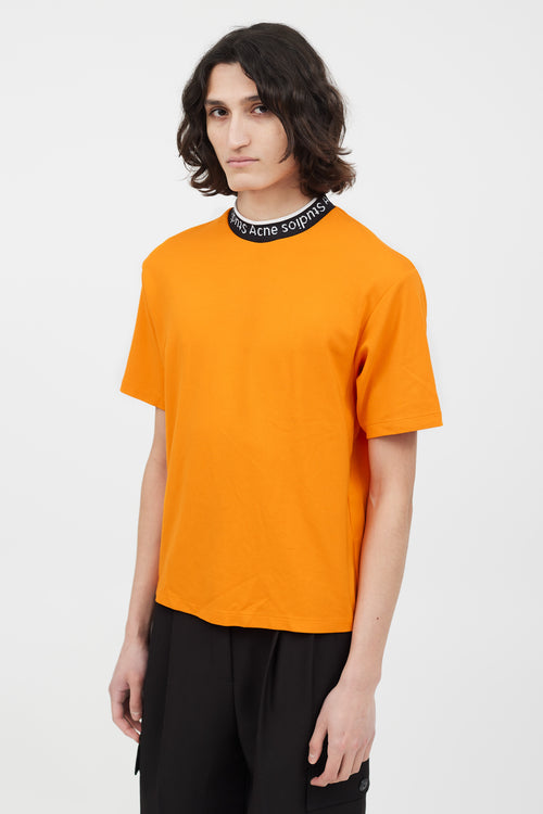Acne Studios Orange & Multicolour Ribbed Logo T-Shirt