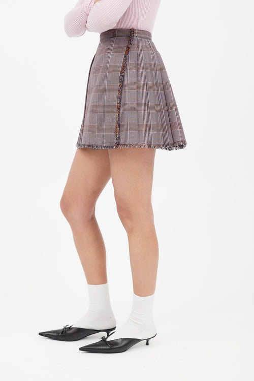 Acne Studios Pink & Blue Plaid Pleated Skirt