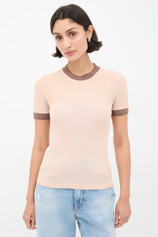 Acne Studios Pink & Brown Distressed Ringer T-Shirt