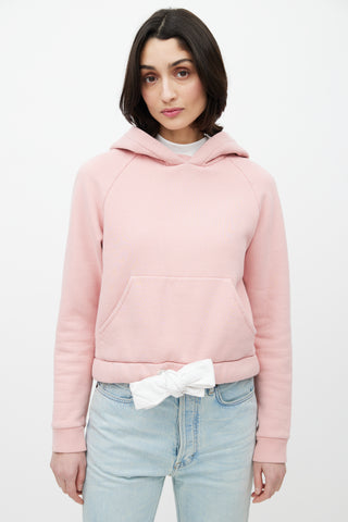 Acne Studios Pink & White Cropped Drawstring Hoodie
