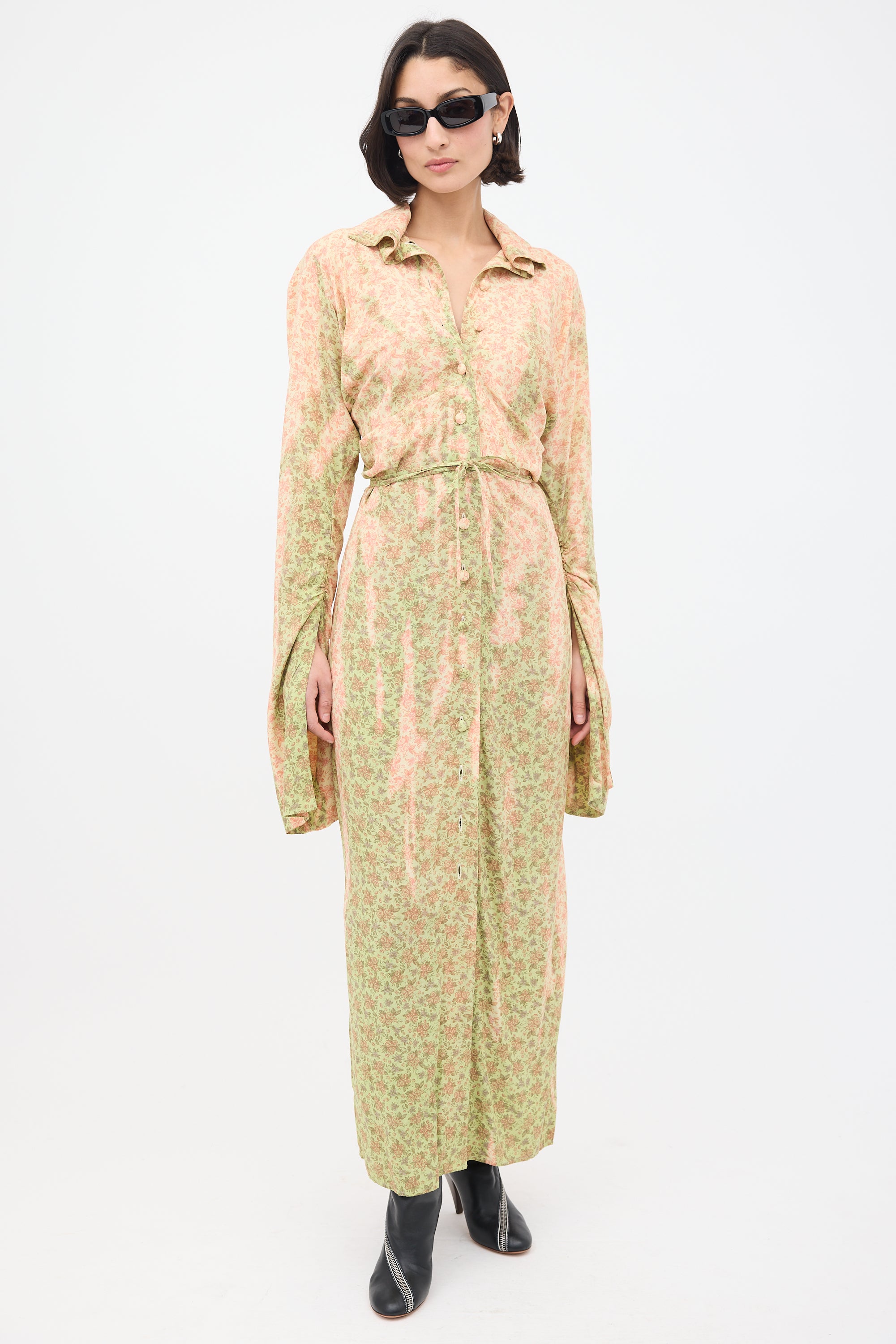 Acne Studios // Floral Ruched Dress VSP Consignment Acne Studios // Floral Ruched Dress VSP Consignment